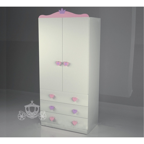 Шкаф двухстворчатый с ящиками "Золушка pink"